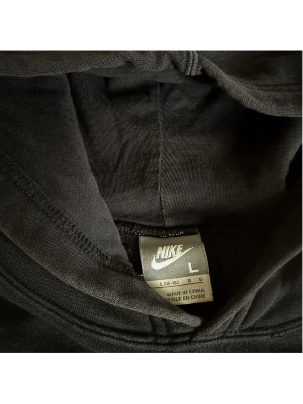 Nike Y2K Fuzzy Chenille Spell Out Logo Hoodie Black Red - Picture 3 of 4